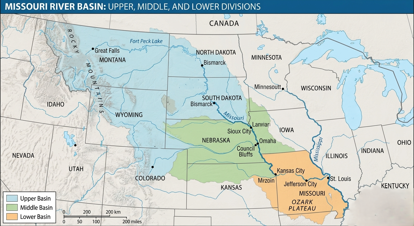 Missouri River: Map, Origin, Course, Mouth, Basin, Tributaries, Dams