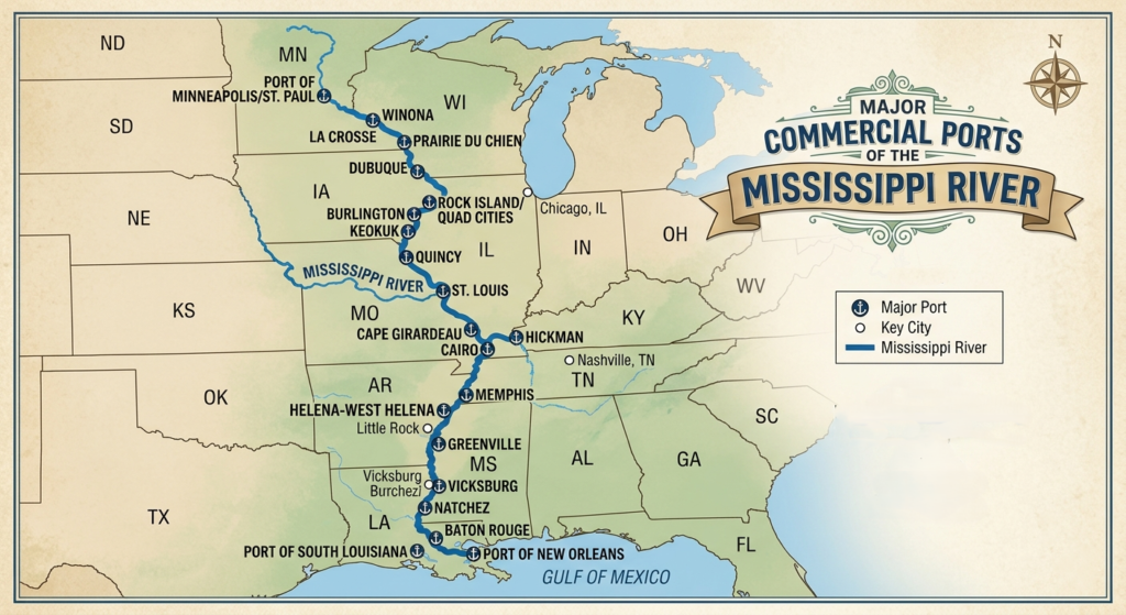 Ports on Mississippi River